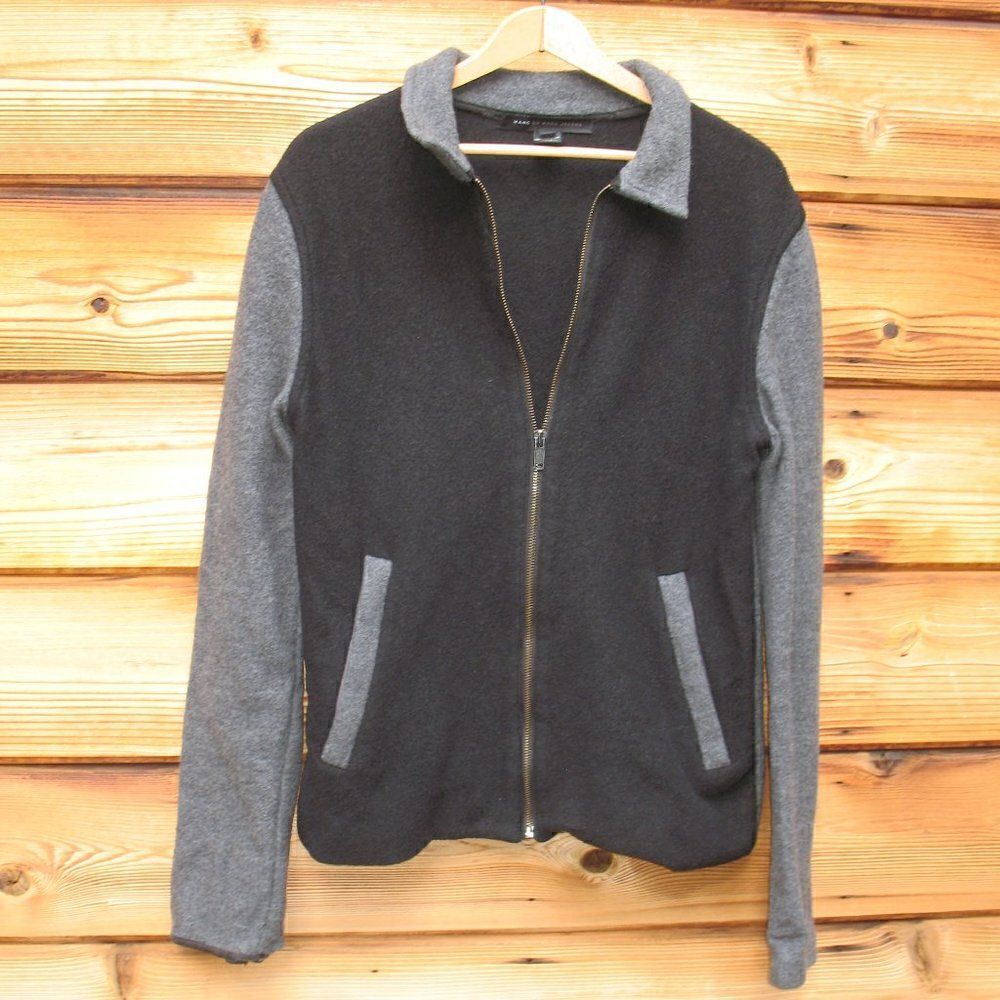 Gray Black Wool Bomber Jacket